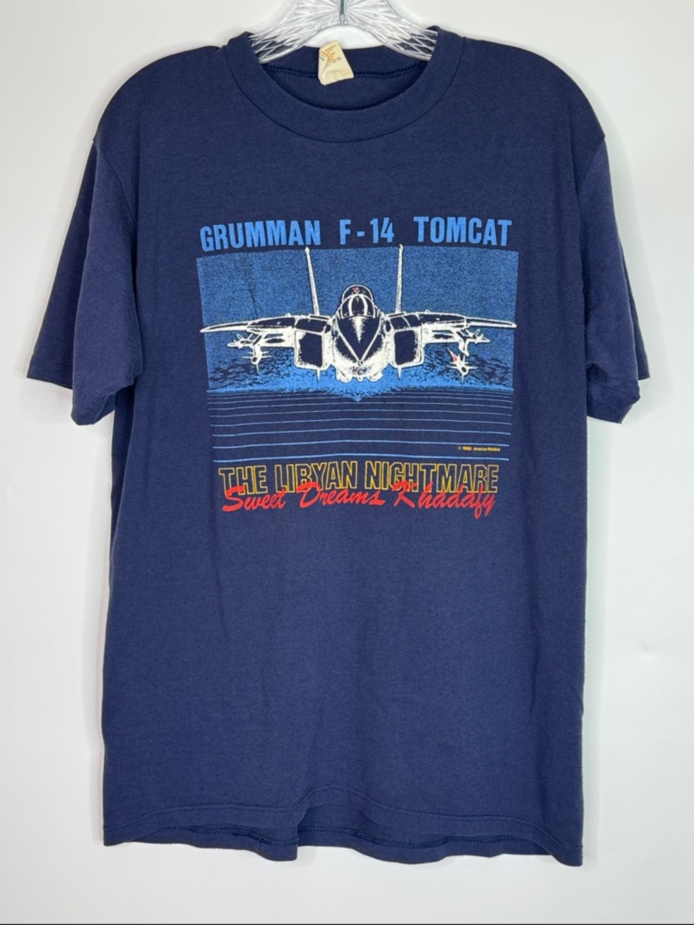 Vintage Grumman F14 Tomcat American Warbird Blue Tshirt Size Large